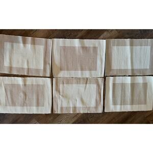 Placemats Set of 6 Beige and Tan Reversible Woven Pattern